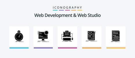 Web Development And Web Studio Glyph 5 Icon Pack Including web. wire. site. screen. computer. Creative Icons Design vector