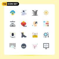 Flat Color Pack of 16 Universal Symbols of accessories analytics wok seo presentation Editable Pack of Creative Vector Design Elements