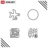 Universal Icon Symbols Group of 4 Modern Filledline Flat Colors of flight arts take signal book Editable Vector Design Elements