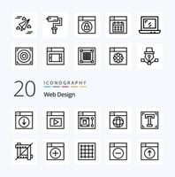 20 Web Design Line icon Pack like designer globe web internet web vector