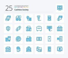 Cashless Society 25 Blue Color icon pack including price. machine. cashless. technology vector