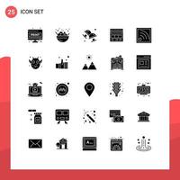 25 Thematic Vector Solid Glyphs and Editable Symbols of web corporate cuff business website Editable Vector Design Elements
