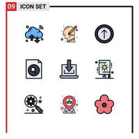 Modern Set of 9 Filledline Flat Colors and symbols such as arrow search thinking file ui Editable Vector Design Elements