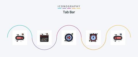 paquete de iconos de 5 planos llenos de línea de barra de pestañas que incluye . cambiar. próximo. botón. cronógrafo vector