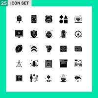 Universal Icon Symbols Group of 25 Modern Solid Glyphs of shapes bricks devices private locked Editable Vector Design Elements