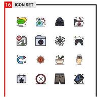 Universal Icon Symbols Group of 16 Modern Flat Color Filled Lines of route folder astronaut files protection Editable Creative Vector Design Elements