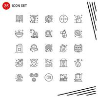 Pack of 25 Modern Lines Signs and Symbols for Web Print Media such as room gel target storage footage Editable Vector Design Elements