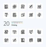 20 Printing Line icon Pack like drink coffee news eyedropper color vector