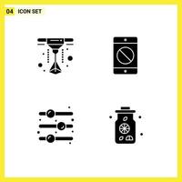 Modern Set of 4 Solid Glyphs and symbols such as laser on device mobile water Editable Vector Design Elements