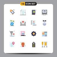 Universal Icon Symbols Group of 16 Modern Flat Colors of web data increase analytics design Editable Pack of Creative Vector Design Elements