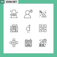 User Interface Pack of 9 Basic Outlines of vietnamese currency food dong grain Editable Vector Design Elements