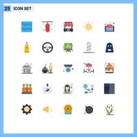 25 Universal Flat Color Signs Symbols of document sun sports accessory summer shop Editable Vector Design Elements