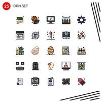 Set of 25 Modern UI Icons Symbols Signs for vehicles test tubes computer test pc Editable Vector Design Elements