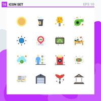 User Interface Pack of 16 Basic Flat Colors of earth globe space connect sport Editable Pack of Creative Vector Design Elements