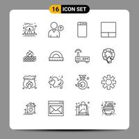 16 Outline concept for Websites Mobile and Apps construction security washing network computer Editable Vector Design Elements