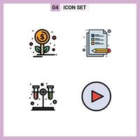 conjunto de 4 iconos modernos de la interfaz de usuario signos de símbolos para la financiación de la química de la conferencia del círculo 88 elementos de diseño vectorial editables vector