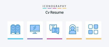Cv Resume Blue 5 Icon Pack Including . math. message. education. calc. Creative Icons Design vector