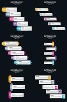 plantilla de diapositiva de presentación del paquete de infografías vectoriales 6 diagramas de ciclo de 5 pasos y líneas de tiempo vector