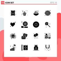 Modern Set of 16 Solid Glyphs Pictograph of arrow www noodle website seo Editable Vector Design Elements