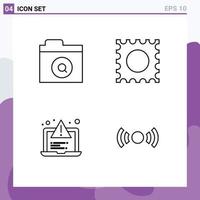 Group of 4 Filledline Flat Colors Signs and Symbols for search basic drug alert signal Editable Vector Design Elements