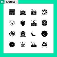 Pack of 16 creative Solid Glyphs of women feminism cyber night party decoration Editable Vector Design Elements