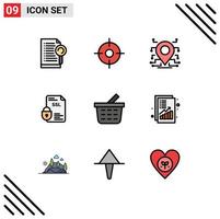 Modern Set of 9 Filledline Flat Colors and symbols such as checkout ssl processor security certificate Editable Vector Design Elements