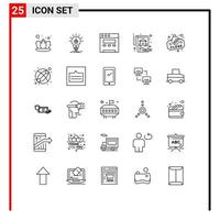 Set of 25 Modern UI Icons Symbols Signs for baby close browser board real estate Editable Vector Design Elements