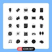 25 Universal Solid Glyph Signs Symbols of gadget computers love love emotion Editable Vector Design Elements