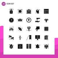 Pictogram Set of 25 Simple Solid Glyphs of public opinion marketing time idea world Editable Vector Design Elements