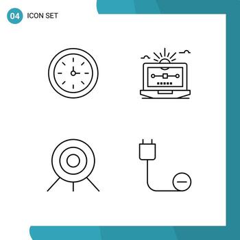 4 User Interface Line Pack of modern Signs and Symbols of device archery tool vector target Editable Vector Design Elements