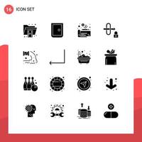 Editable Vector Line Pack of 16 Simple Solid Glyphs of industry security home lock payment Editable Vector Design Elements