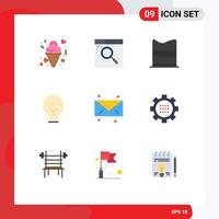 Flat Color Pack of 9 Universal Symbols of ui bulb search light fashion Editable Vector Design Elements