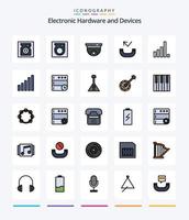 Creative Devices 25 Line FIlled icon pack  Such As audio. server. call. database. phone vector