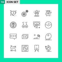 Pictogram Set of 16 Simple Outlines of development coding home code star Editable Vector Design Elements