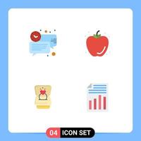 Group of 4 Flat Icons Signs and Symbols for bubble ring message fruit heart Editable Vector Design Elements