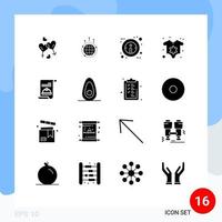 16 Universal Solid Glyphs Set for Web and Mobile Applications invitation clothes connection baby information Editable Vector Design Elements