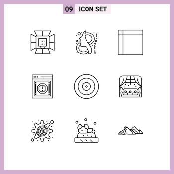 paquete de interfaz de usuario de 9 esquemas básicos de símbolo de alerta de mensaje casa elementos de diseño vectorial editables vector