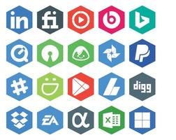 20 Social Media Icon Pack Including ads apps basecamp google play chat vector