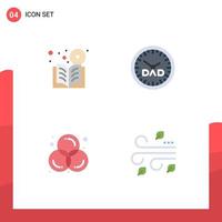 Set of 4 Commercial Flat Icons pack for book art online family time color Editable Vector Design Elements