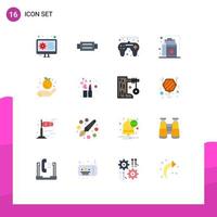 16 Universal Flat Color Signs Symbols of apple farming game controller food grocery Editable Pack of Creative Vector Design Elements