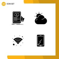 Mobile Interface Solid Glyph Set of Pictograms of forum technology seminar beach wireless Editable Vector Design Elements