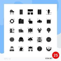 Pack of 25 Modern Solid Glyphs Signs and Symbols for Web Print Media such as thermometer smartphone smartphone shield structure Editable Vector Design Elements