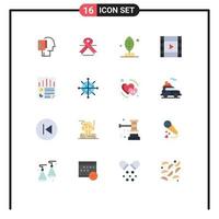 Pictogram Set of 16 Simple Flat Colors of page data medical play film Editable Pack of Creative Vector Design Elements