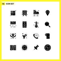 16 Universal Solid Glyph Signs Symbols of summer conditioner wifi air marker Editable Vector Design Elements