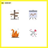 Modern Set of 4 Flat Icons Pictograph of navigation hobbies travelling graph paper Editable Vector Design Elements