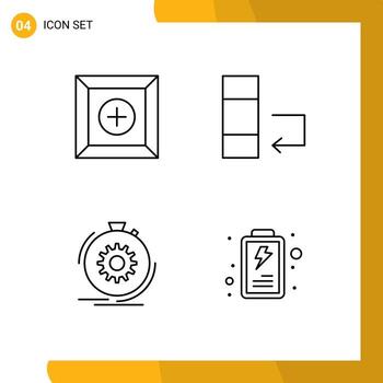 Pictogram Set of 4 Simple Filledline Flat Colors of box process change action battery Editable Vector Design Elements