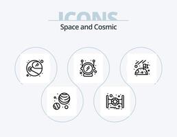 paquete de iconos de línea espacial 5 diseño de iconos. . orbita. meteorito. luna. espacio vector