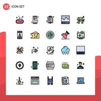 conjunto de 25 iconos de interfaz de usuario modernos signos de símbolos para elementos de diseño de vector editables electrónicos de alcance de nota de bambú chino