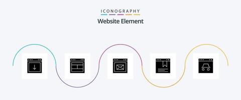 paquete de iconos de glifo de elemento de sitio web 5 que incluye hacker. página. web. marcador. página web vector