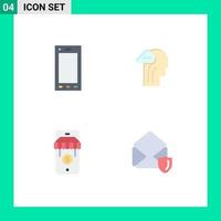 Editable Vector Line Pack of 4 Simple Flat Icons of devices shop tablet mind gdpr Editable Vector Design Elements